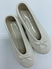Ceramic Ballet Slippers Pointe Shoes Ivory Decor 4" Glossy