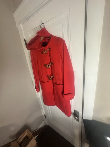J CREW RED WOOL BLEND TRECH COAT WITH TOGGLES AND HOOD SIZE 4 - Picture 13 of 16