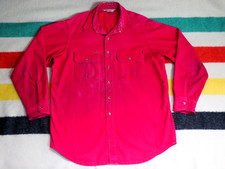 VTG 80s 90s Carhartt Rugged Distress Grunge Brick Red Heavy Button Shirt XL