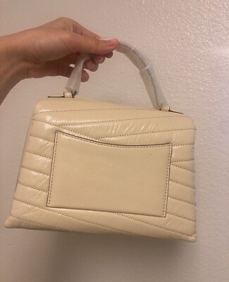 NWT Tory Burch New Cream Kira Textured Chevron Top-Handle Satchel