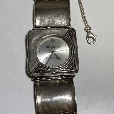 Silpada Sterling Silver 925 Hammered Square Link Watch Safety