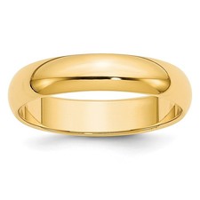 14k Yellow Gold 5mm Half-Round Wedding Band Ring Size 11.5