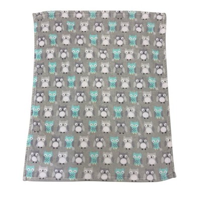 Parent's Choice Owl Fleece Baby Blanket Gray Teal Plush Security Lovey Walmart