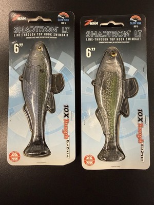 Lot of 2 Z-Man Shadtron LT 6  Line-Through Swimbaits Mossback & Threadfin Shad