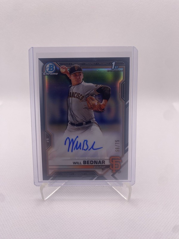 2021 Bowman Draft Chrome Black Refractor 56/75 Will Bednar #CDA-WB Auto Gaints