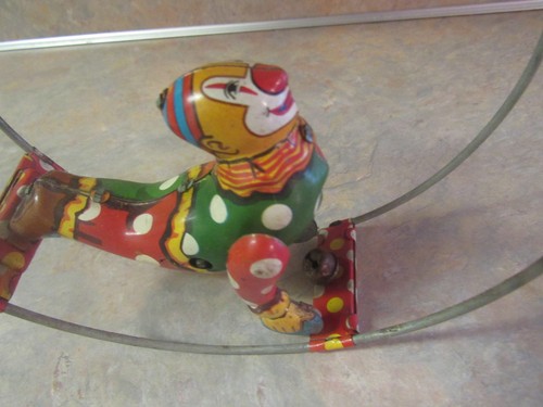 VINTAGE LINEMAR TIN MECHANICAL WIND UP HOOP CLOWN - Picture 8 of 14