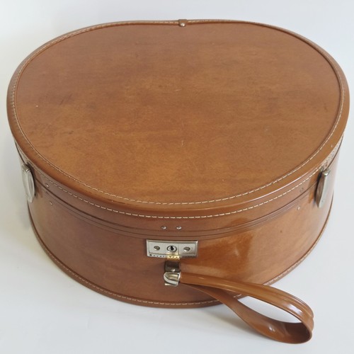 Samsonite Hat Box Train Case Suitcase Luggage Round Brown Royal Traveller + Keys - Picture 10 of 24