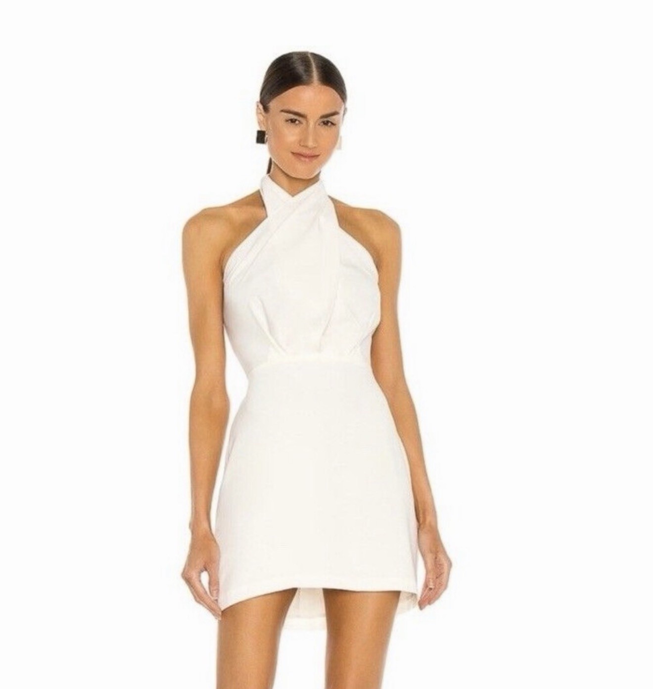 Amanda Uprichard Size Small Mezcal White Cross Halter Mini Dress Ivory Crepe