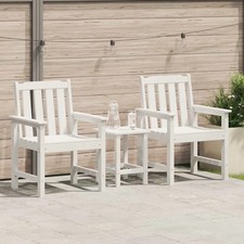 Image of WALPLUS Garden Dining Chair 2 pcs White HDPE Outdoor Patio Seating Furniture