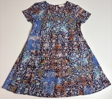 Eight Sixty Boho Patchwork Print Dress M Fit Flare Swing Short Sleeve