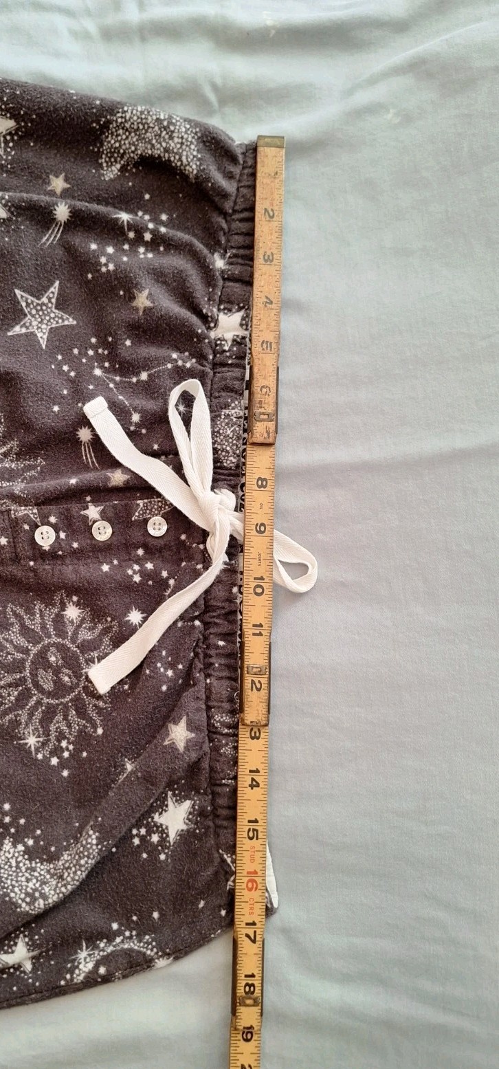 P J Salvage Pajama Cosmic Heart Black 100% Cotton Flannel Women's Sz Med/Large 