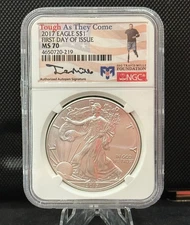 2017 $1 AMERICAN SILVER EAGLE NGC MS70 FIRST DAY OF ISSUE~TOUGH AS THEY COME LA,