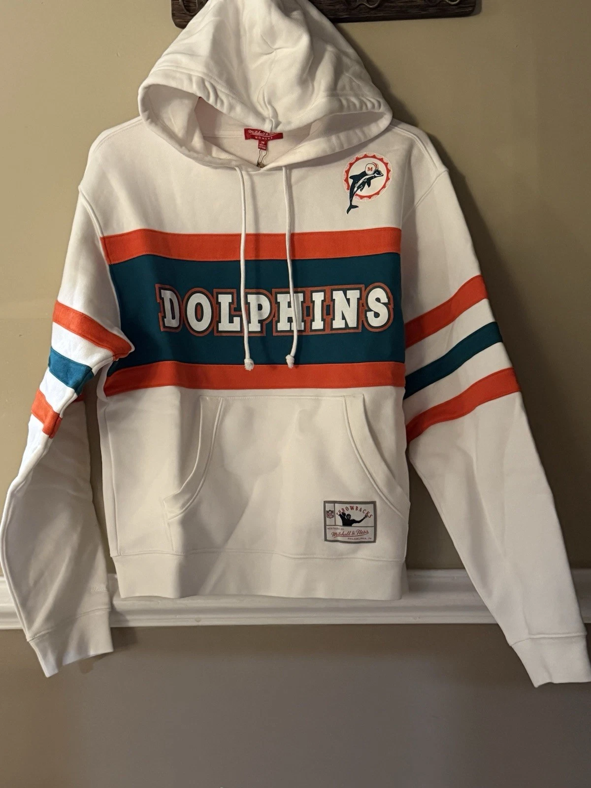 Felpa con cappuccio Dolphins Head Coach donna media Mitchell and Ness retro