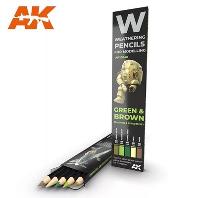 AK Interactive AK10040 - Watercolor Pencil Set Green And Brown Camouflages