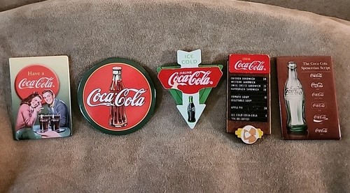 5 Coca Cola Refrigerator Magnets Wood Metal