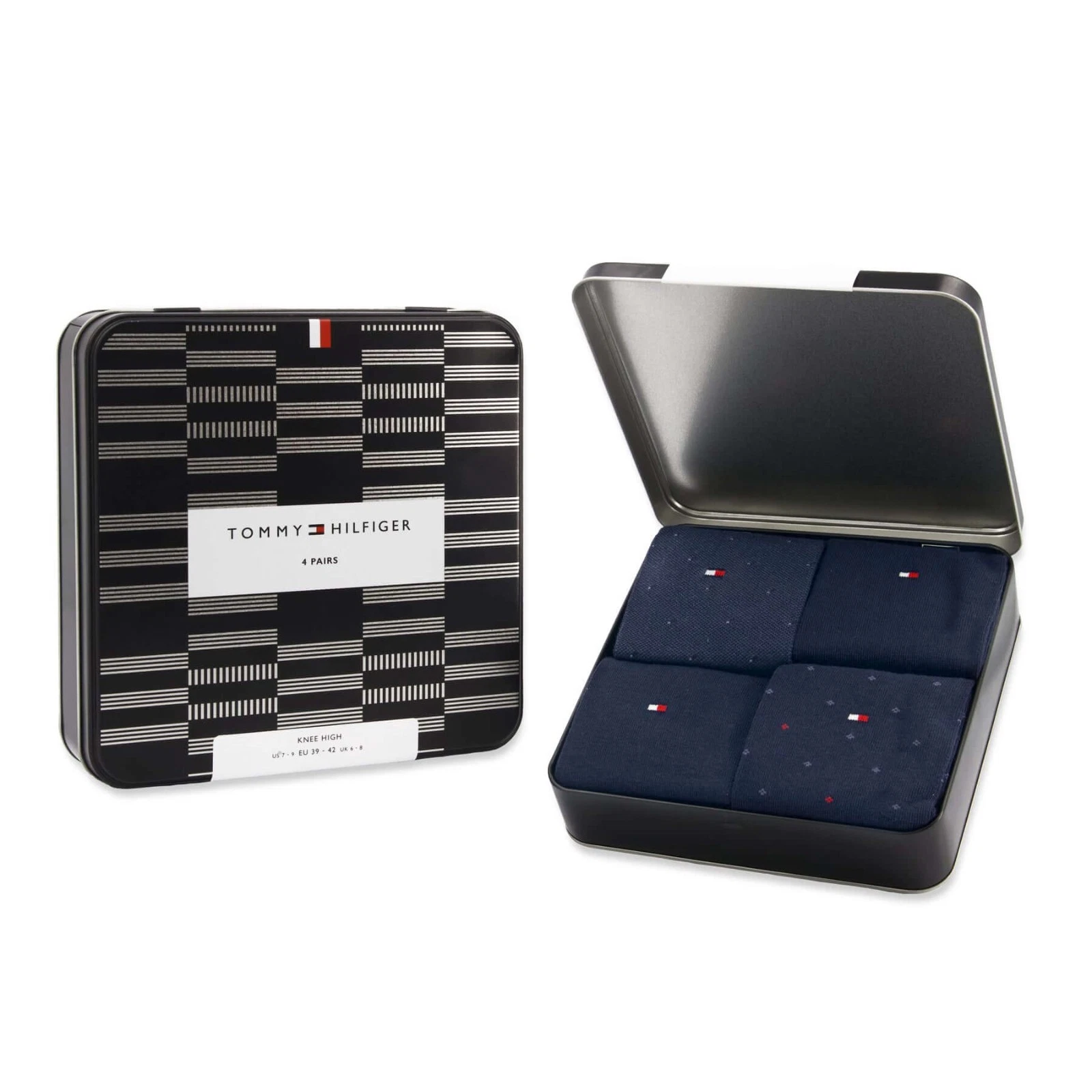 Tommy Hilfiger Men's Gift Box - 4 Pairs Socks, Navy Blue, UK 6-8, Premium Set