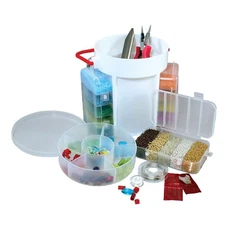 Portable Bead Caddy - Bead Set w/Jewelry Making Supplies, Includes 1000+ gm o...