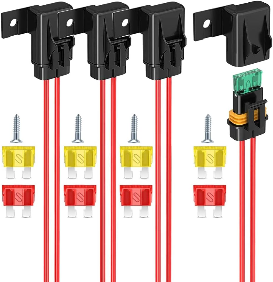 Inline Fuse Holder, 4 Pack IP67 Waterproof 12AWG Gauge Wiring Harness ATC/ATO 20