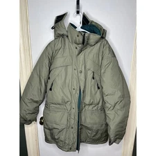 Cabelas Mens M Insulated Winter Parka Jacket Olive Green Thinsulate Hood hunting