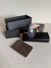 Persol PO9649S NWT Handmade Italy Round Brown Frame Sunglasses Tinted Lenses Men