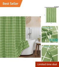 Chic Sage Green Shower Curtain - Light-Filtering Plaid Design, 70x72 Inches