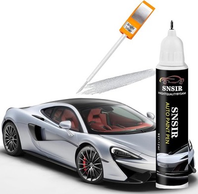 Bright Silver Automotive Touch Up Paint Pen for Cars, Two-in-One Scratch Repair