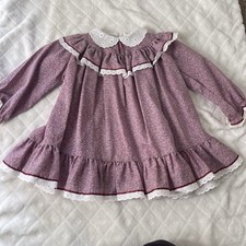 Vintage Nannette Toddler Prairie Dress Floral purple lace Babydoll USA Size 3T