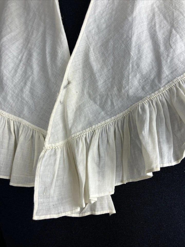 RARE Regency Ruffled Collar + Bonnet 1810 1820 1830 Cap Cotton Farm Chore - Image 3 of 4