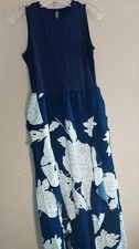 Women's Floral Print Sleeveless Dress Size S BTFBM NWT Blue White MAXI