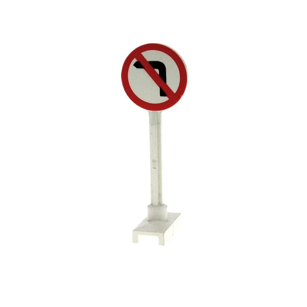1X Lego Traffic Sign Round Red White No Left Turn 6315 14PB10