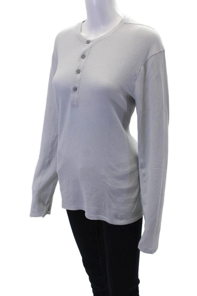 Top Lululemon Mujer Algodón Manga Larga Cuello Redondo Botón Tejido Gris Talla S Foto 2 de 4