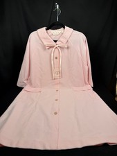 1950 s 60 s NWT Seamprufe Pink Button Front Robe Pockets Collared Sz 12