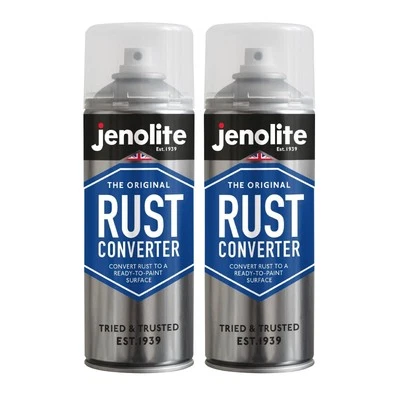 Jenolite Rust Converter Spray Ready to Paint Surface Metal DIY 400ml - 2-Pack
