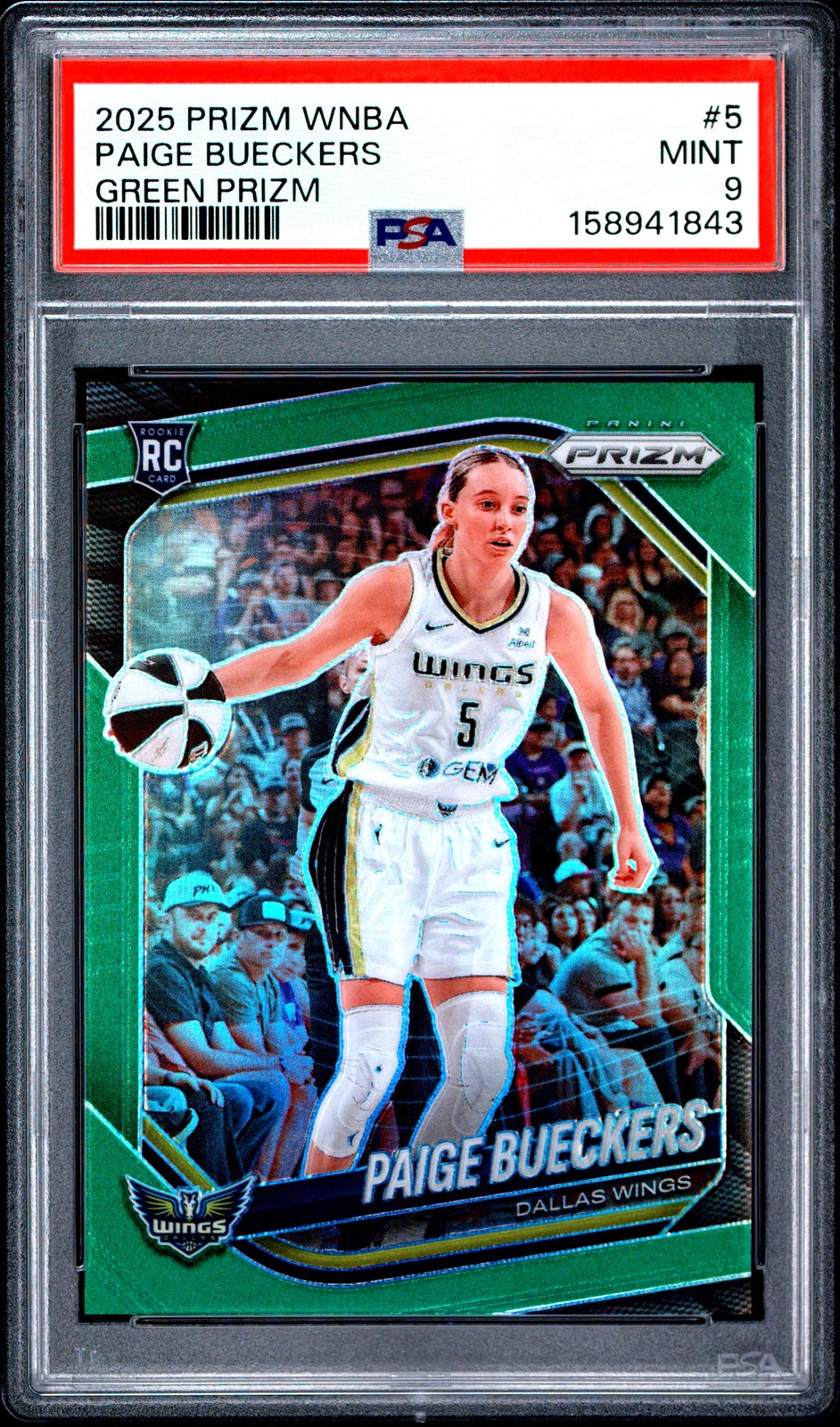 2025 PANINI PRIZM WNBA GREEN PRIZM #5 PAIGE BUECKERS ROOKIE RC PSA 9