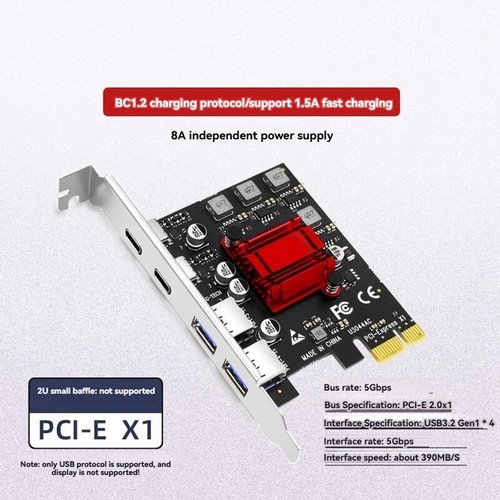 PCIE Expansion Card PCIE to 2 Port USB3.2 Gen1 Type-C + 2 Port USB3.2 Gen11633 - Afbeelding 3 van 6