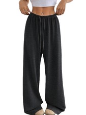 Women's Drawstring High Waist Wide Leg Straight Sweatpants Casual Loose Baggy...