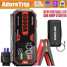 Car Jump Starter 6000A Booster Jumper Power Bank Battery LCD Display Supersafe