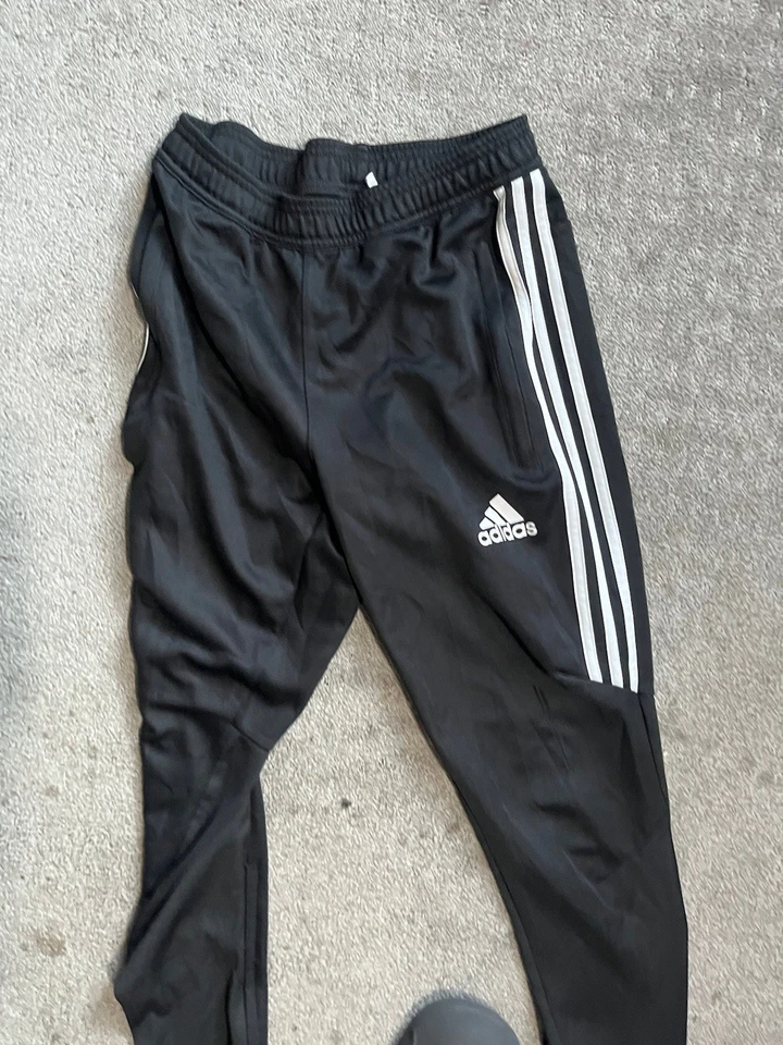 Pantalones de entrenamiento Adidas para hombre talla pequeña Tiro19 negro/blanco sin cordón Foto 2 de 4