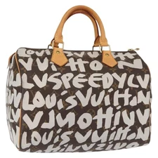 LOUIS VUITTON Monogram Graffiti Speedy 30 Hand Bag White M92195 LV Auth yk19592