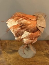 Vintage 1950  s Taupe Velvet Bow  Rust Colored Feathers Half Hat