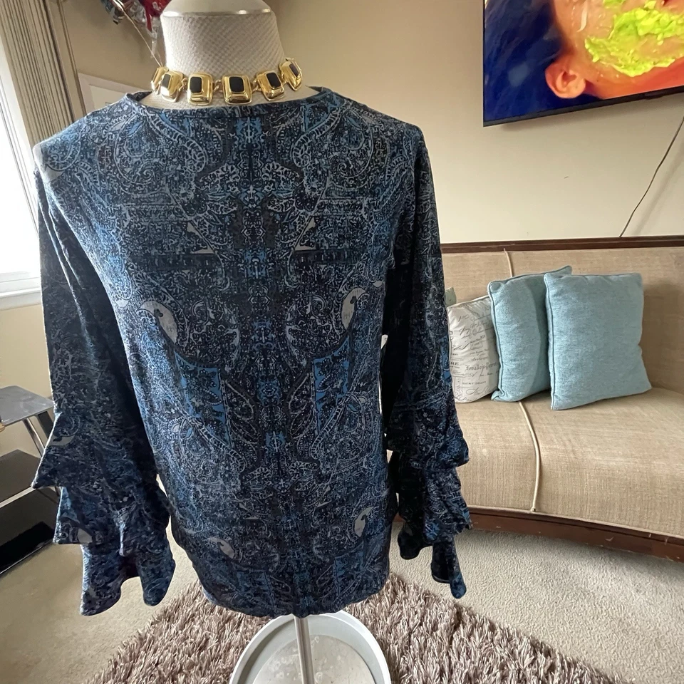 Ruff Hewn Women's Tiered Bell Long Sleeve Paisley Top Gothic Grunge Size 3X Work - Image 3 of 4