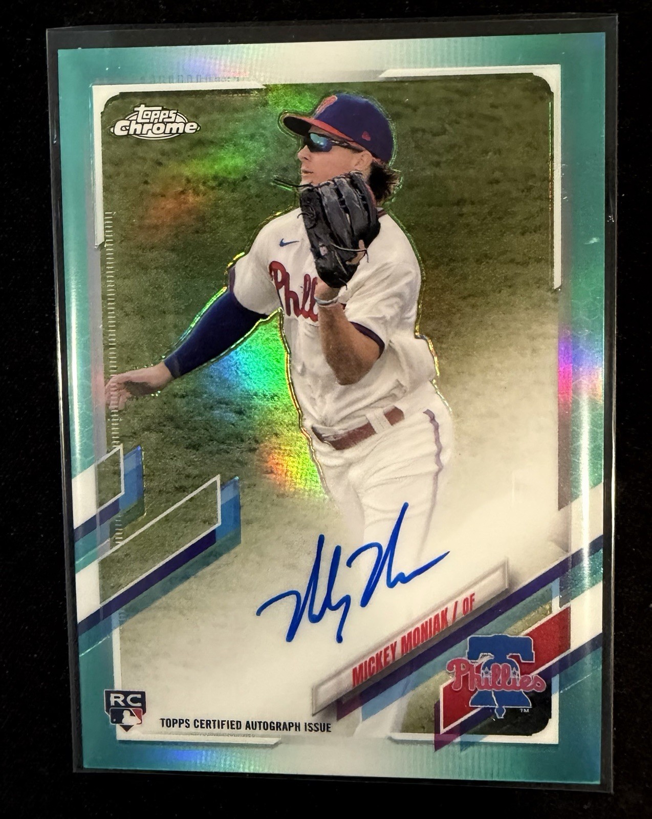 2021 Topps Chrome - Rookie Autographs Mickey Moniak #RA-MM Aqua Refractor /199