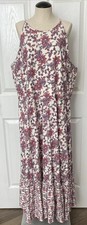 Chaps Halter Dress Boho Cottagecore Long Floral Paisley Pink Blue Women’s XXL