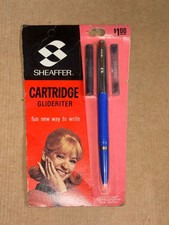 Vintage Sheaffer Cartridge Glideriter Pen NOS Rare Blue Pen Made In USA
