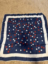 SCARF FRANCE VINTAGE AUTHENTIC POLKA DOT BLUE WHITE ACETATE 25 SQUARE 47