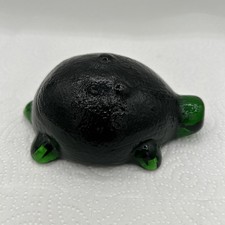 Antique Early Bottle Glass Emerald Green End Of Day Whimsey Turtle Figurine