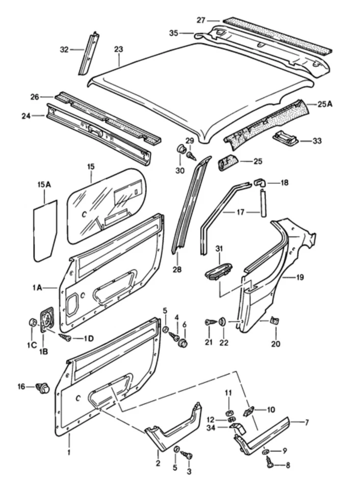 PAQUETE CUBÍCULO BOLSILLO ALMACENAMIENTO PUERTA IZQUIERDA CONDUCTOR PLÁSTICO NEGRO PORSCHE 924 944 924S Foto 2 de 4