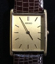 Vintage SEIKO V700-5K30 Mens Tank Gold Tone Dress Watch Works Great New Battery