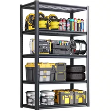 5 Tiers Steel Heavy Duty Adjustable Garage Storage Shelving Unit in Black (47.2