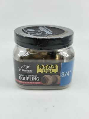 NEW SEALED~3/4 In. Shark Bite Push-To-Connect COUPLING Brass Pro Pack 4EA.